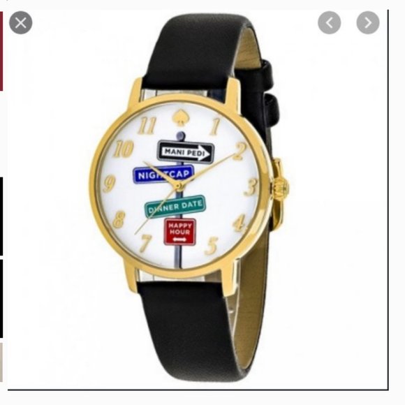 kate spade Metro Street Signs black leather watch - Picture 1 of 7